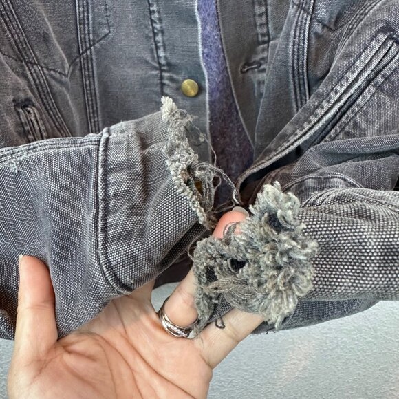 Vintage Carhartt Trucker Jacket M Blanket Lined 90s Retro Workwear Cargo Worn In - Picture 4 of 12